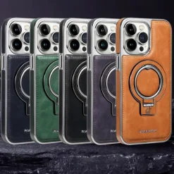 Phone Case For iPhone 16 15 14 Pro Max Plus 13 12 Pro Max Back Cover Magnetic Adsorption with Stand Holder Magnetic Full Body Protective Retro TPU PU Leather