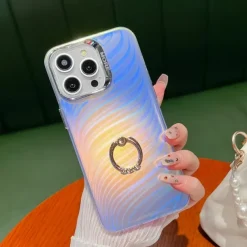 Phone Case For iPhone 16 15 14 Pro Max Plus 13 Pro Max Back Cover Bling Glitter Shiny Ring Buckle Shockproof TPU Plating