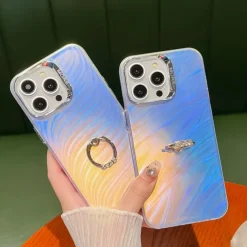 Phone Case For iPhone 16 15 14 Pro Max Plus 13 Pro Max Back Cover Bling Glitter Shiny Ring Buckle Shockproof TPU Plating