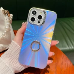 Phone Case For iPhone 16 15 14 Pro Max Plus 13 Pro Max Back Cover Bling Glitter Shiny Ring Buckle Shockproof TPU Plating