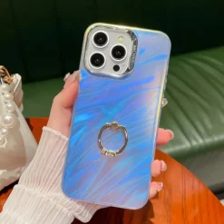 Phone Case For iPhone 16 15 14 Pro Max Plus 13 Pro Max Back Cover Bling Glitter Shiny Ring Buckle Shockproof TPU Plating