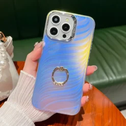 Phone Case For iPhone 16 15 14 Pro Max Plus 13 Pro Max Back Cover Bling Glitter Shiny Ring Buckle Shockproof TPU Plating