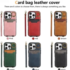Phone Case For iPhone 16 15 14 Pro Max Plus 13 12 11 Pro Max Back Cover with Stand Holder Ring Holder with Wrist Strap Retro TPU PU Leather