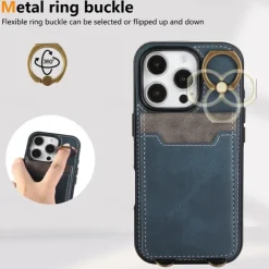 Phone Case For iPhone 16 15 14 Pro Max Plus 13 12 11 Pro Max Back Cover with Stand Holder Ring Holder with Wrist Strap Retro TPU PU Leather