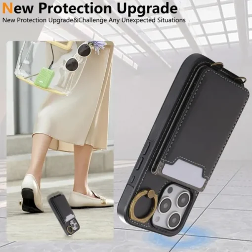 Phone Case For iPhone 16 15 14 Pro Max Plus 13 12 11 Pro Max Back Cover with Stand Holder Ring Holder with Wrist Strap Retro TPU PU Leather