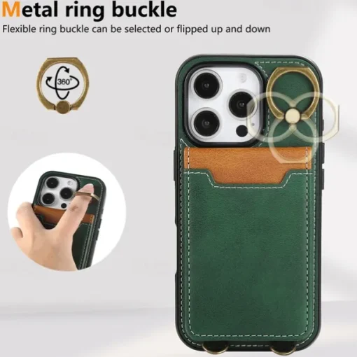 Phone Case For iPhone 16 15 14 Pro Max Plus 13 12 11 Pro Max Back Cover with Stand Holder Ring Holder with Wrist Strap Retro TPU PU Leather