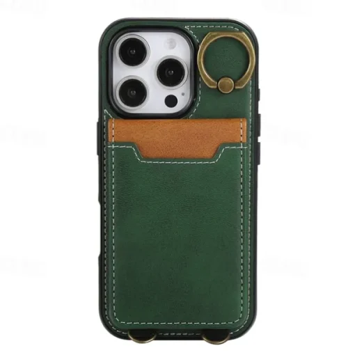 Phone Case For iPhone 16 15 14 Pro Max Plus 13 12 11 Pro Max Back Cover with Stand Holder Ring Holder with Wrist Strap Retro TPU PU Leather