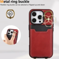 Phone Case For iPhone 16 15 14 Pro Max Plus 13 12 11 Pro Max Back Cover with Stand Holder Ring Holder with Wrist Strap Retro TPU PU Leather