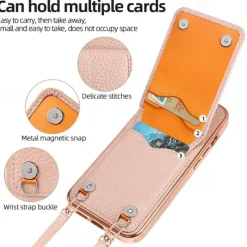 Phone Case For iPhone 16 15 14 Pro Max Plus 13 Pro Max Back Cover with Stand Holder Magnetic with Lanyard Retro Plating PU Leather