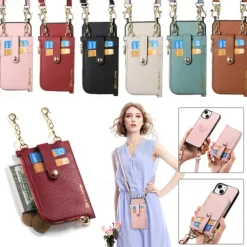 Phone Case For iPhone 16 15 14 Pro Max Plus 13 12 Pro Max Wallet Case Detachable Zipper with Lanyard Heart Retro TPU PU Leather