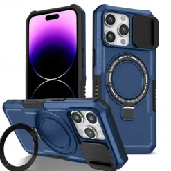 Phone Case For iPhone 16 15 14 Pro Max Plus 13 12 11 Pro Max Back Cover with Stand Holder Magnetic Support Wireless Charging Retro PC