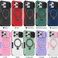 Phone Case For iPhone 16 15 14 Pro Max Plus 13 12 11 Pro Max Back Cover with Stand Holder Magnetic Support Wireless Charging Retro PC