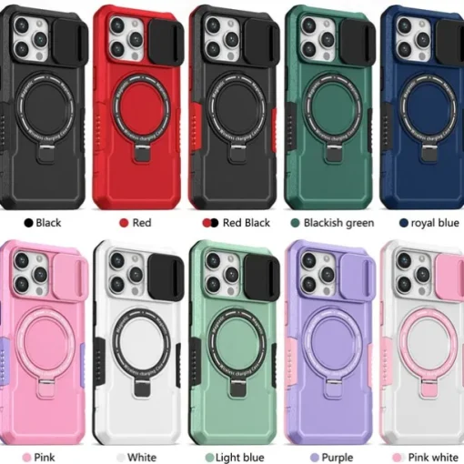 Phone Case For iPhone 16 15 14 Pro Max Plus 13 12 11 Pro Max Back Cover with Stand Holder Magnetic Support Wireless Charging Retro PC