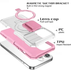 Phone Case For iPhone 16 15 14 Pro Max Plus 13 12 11 Pro Max Back Cover with Stand Holder Magnetic Support Wireless Charging Retro PC