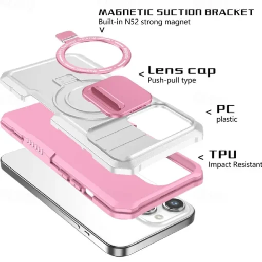 Phone Case For iPhone 16 15 14 Pro Max Plus 13 12 11 Pro Max Back Cover with Stand Holder Magnetic Support Wireless Charging Retro PC