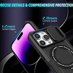Phone Case For iPhone 16 15 14 Pro Max Plus 13 12 11 Pro Max Back Cover with Stand Holder Magnetic Support Wireless Charging Retro PC