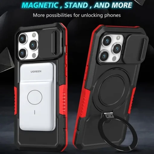 Phone Case For iPhone 16 15 14 Pro Max Plus 13 12 11 Pro Max Back Cover with Stand Holder Magnetic Support Wireless Charging Retro PC