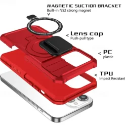 Phone Case For iPhone 16 15 14 Pro Max Plus 13 12 11 Pro Max Back Cover with Stand Holder Magnetic Support Wireless Charging Retro PC