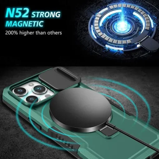 Phone Case For iPhone 16 15 14 Pro Max Plus 13 12 11 Pro Max Back Cover with Stand Holder Magnetic Support Wireless Charging Retro PC