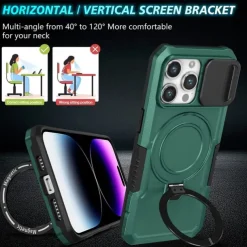 Phone Case For iPhone 16 15 14 Pro Max Plus 13 12 11 Pro Max Back Cover with Stand Holder Magnetic Support Wireless Charging Retro PC