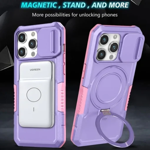 Phone Case For iPhone 16 15 14 Pro Max Plus 13 12 11 Pro Max Back Cover with Stand Holder Magnetic Support Wireless Charging Retro PC