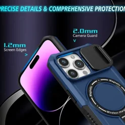 Phone Case For iPhone 16 15 14 Pro Max Plus 13 12 11 Pro Max Back Cover with Stand Holder Magnetic Support Wireless Charging Retro PC