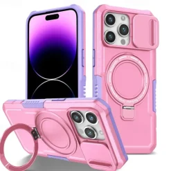 Phone Case For iPhone 16 15 14 Pro Max Plus 13 12 11 Pro Max Back Cover with Stand Holder Magnetic Support Wireless Charging Retro PC