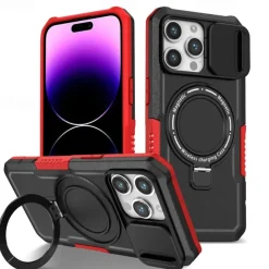 Phone Case For iPhone 16 15 14 Pro Max Plus 13 12 11 Pro Max Back Cover with Stand Holder Magnetic Support Wireless Charging Retro PC