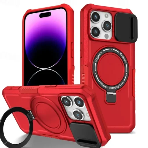 Phone Case For iPhone 16 15 14 Pro Max Plus 13 12 11 Pro Max Back Cover with Stand Holder Magnetic Support Wireless Charging Retro PC