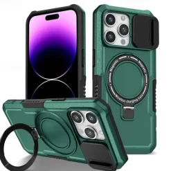 Phone Case For iPhone 16 15 14 Pro Max Plus 13 12 11 Pro Max Back Cover with Stand Holder Magnetic Support Wireless Charging Retro PC