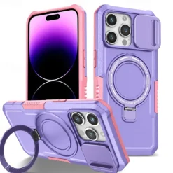 Phone Case For iPhone 16 15 14 Pro Max Plus 13 12 11 Pro Max Back Cover with Stand Holder Magnetic Support Wireless Charging Retro PC