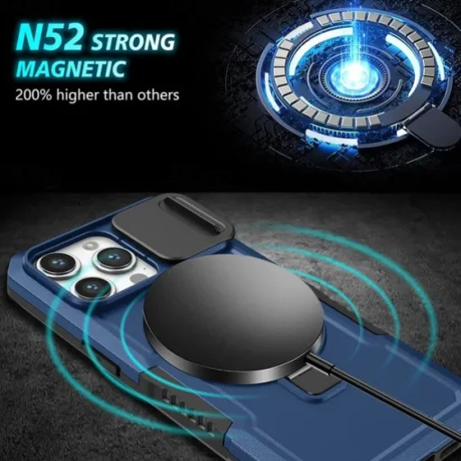 Phone Case For iPhone 16 15 14 Pro Max Plus 13 12 11 Pro Max Back Cover with Stand Holder Magnetic Support Wireless Charging Retro PC