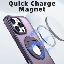 Phone Case For iPhone 16 15 14 Pro Max Plus 13 12 11 Pro Max Back Cover Ring Holder Magnetic Support Wireless Charging Retro TPU PC