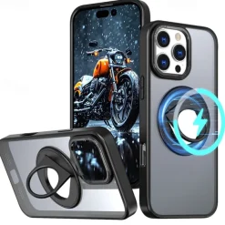 Phone Case For iPhone 16 15 14 Pro Max Plus 13 12 11 Pro Max Back Cover Ring Holder Magnetic Support Wireless Charging Retro TPU PC