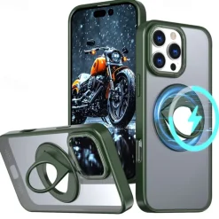 Phone Case For iPhone 16 15 14 Pro Max Plus 13 12 11 Pro Max Back Cover Ring Holder Magnetic Support Wireless Charging Retro TPU PC