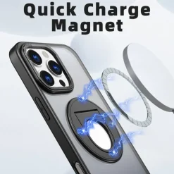 Phone Case For iPhone 16 15 14 Pro Max Plus 13 12 11 Pro Max Back Cover Ring Holder Magnetic Support Wireless Charging Retro TPU PC