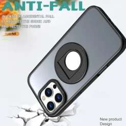 Phone Case For iPhone 16 15 14 Pro Max Plus 13 12 11 Pro Max Back Cover Ring Holder Magnetic Support Wireless Charging Retro TPU PC