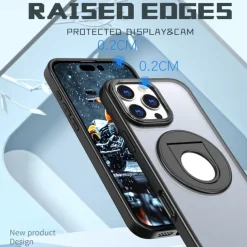 Phone Case For iPhone 16 15 14 Pro Max Plus 13 12 11 Pro Max Back Cover Ring Holder Magnetic Support Wireless Charging Retro TPU PC