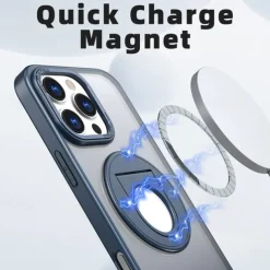 Phone Case For iPhone 16 15 14 Pro Max Plus 13 12 11 Pro Max Back Cover Ring Holder Magnetic Support Wireless Charging Retro TPU PC