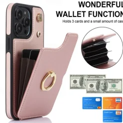 Phone Case For iPhone 16 15 14 Pro Max Plus 13 12 11 Pro Max Back Cover Ring Holder with Lanyard Card Slot Retro TPU PU Leather