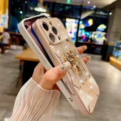 Phone Case For iPhone 16 15 14 Pro Max Plus 13 12 Pro Max Back Cover with Stand Holder with Wrist Strap Shockproof Retro TPU PC