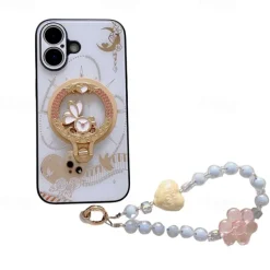 Phone Case For iPhone 16 15 14 Pro Max Plus 13 Pro Max Back Cover with Stand Holder Magnetic Support Wireless Charging Retro TPU PC