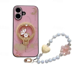 Phone Case For iPhone 16 15 14 Pro Max Plus 13 Pro Max Back Cover with Stand Holder Magnetic Support Wireless Charging Retro TPU PC