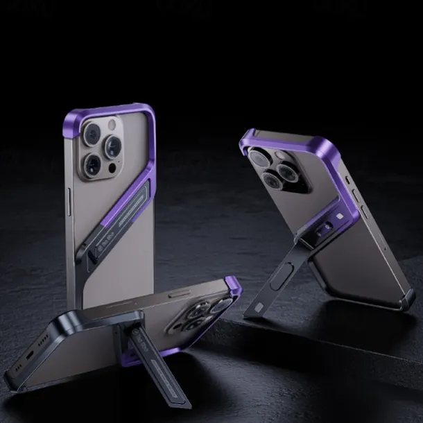 Phone Case For iPhone 16 15 14 Pro Max 13 Pro Max Back Cover with Stand Holder Shockproof Metal