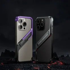 Phone Case For iPhone 16 15 14 Pro Max 13 Pro Max Back Cover with Stand Holder Shockproof Metal