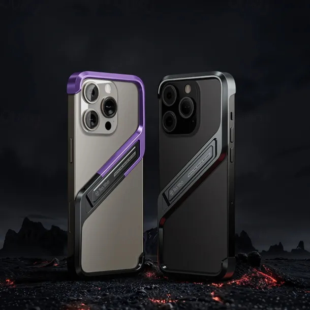 Phone Case For iPhone 16 15 14 Pro Max 13 Pro Max Back Cover with Stand Holder Shockproof Metal