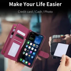 Phone Case For iPhone 16 15 14 Pro Max Plus 13 12 11 Pro Max Flip Cover with Stand Holder with Lanyard with Wrist Strap Retro TPU PU Leather