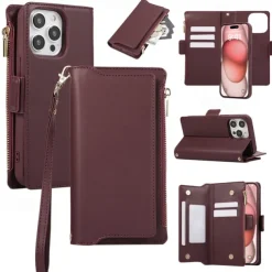 Phone Case For iPhone 16 15 14 Pro Max Plus 13 12 11 Pro Max Back Cover with Stand Holder Magnetic with Lanyard Retro TPU PU Leather