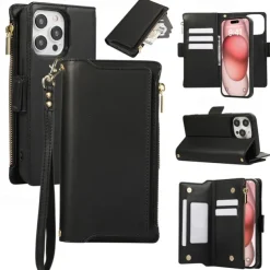 Phone Case For iPhone 16 15 14 Pro Max Plus 13 12 11 Pro Max Back Cover with Stand Holder Magnetic with Lanyard Retro TPU PU Leather