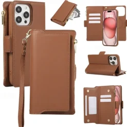 Phone Case For iPhone 16 15 14 Pro Max Plus 13 12 11 Pro Max Back Cover with Stand Holder Magnetic with Lanyard Retro TPU PU Leather